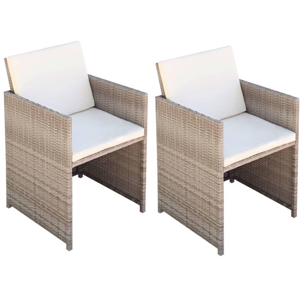 Patio Chairs 2 pcs with Cushions and Pillows Poly Rattan Beige at Set Shop and Smile