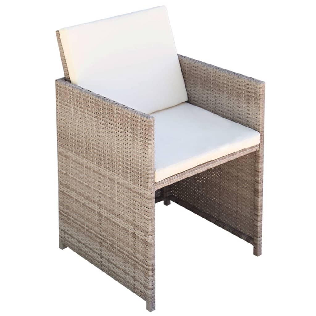 Patio Chairs 2 pcs with Cushions and Pillows Poly Rattan Beige at Set Shop and Smile