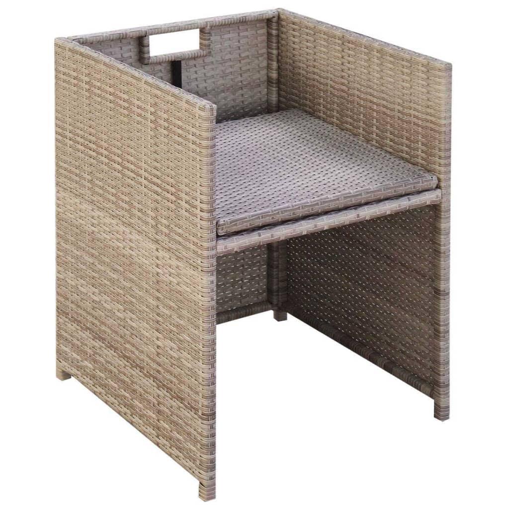 Patio Chairs 2 pcs with Cushions and Pillows Poly Rattan Beige at Set Shop and Smile