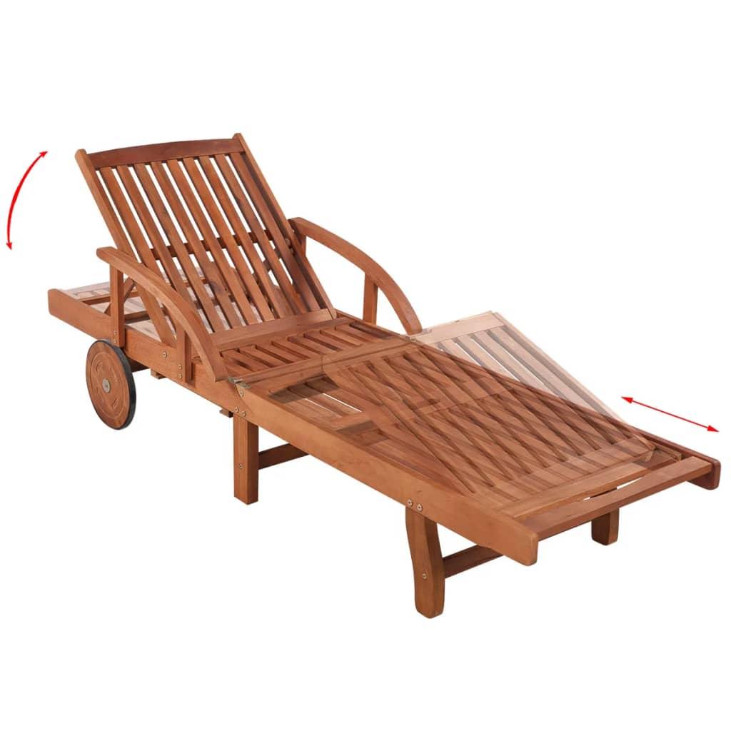 Sun Lounger with Table Solid Acacia Wood at Set Shop and Smile