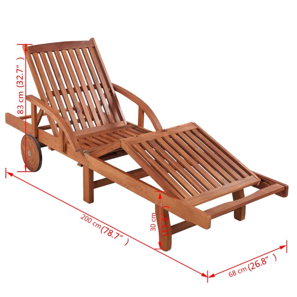Sun Lounger with Table Solid Acacia Wood at Set Shop and Smile