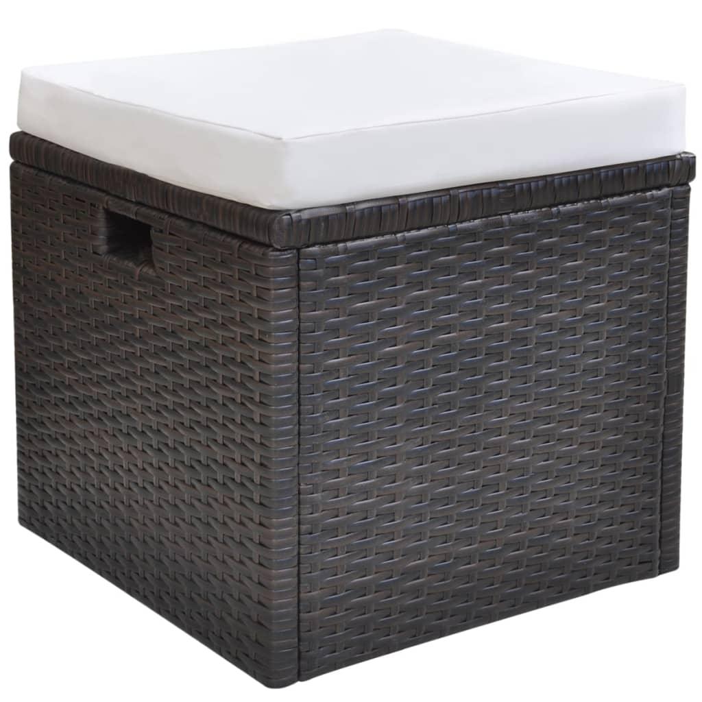 6 Piece Patio Dining Set with Cushions Poly Rattan Brown at Set Shop and Smile