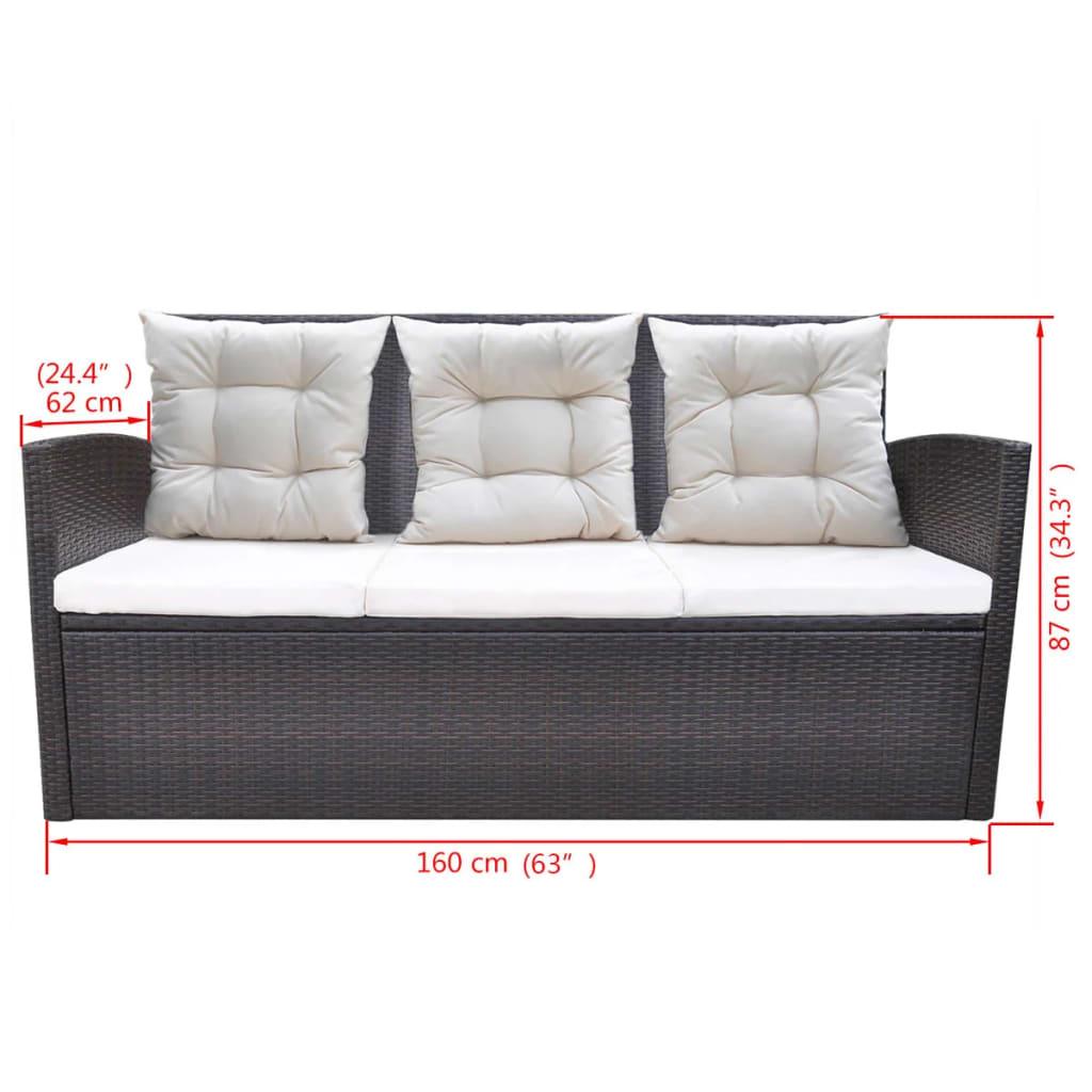 6 Piece Patio Dining Set with Cushions Poly Rattan Brown at Set Shop and Smile