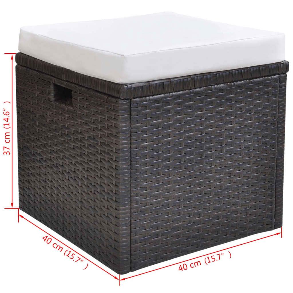 6 Piece Patio Dining Set with Cushions Poly Rattan Brown at Set Shop and Smile