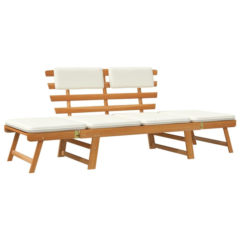 Patio Bench with Cushions 2-in-1 74.8" Solid Acacia Wood at Set Shop and Smile