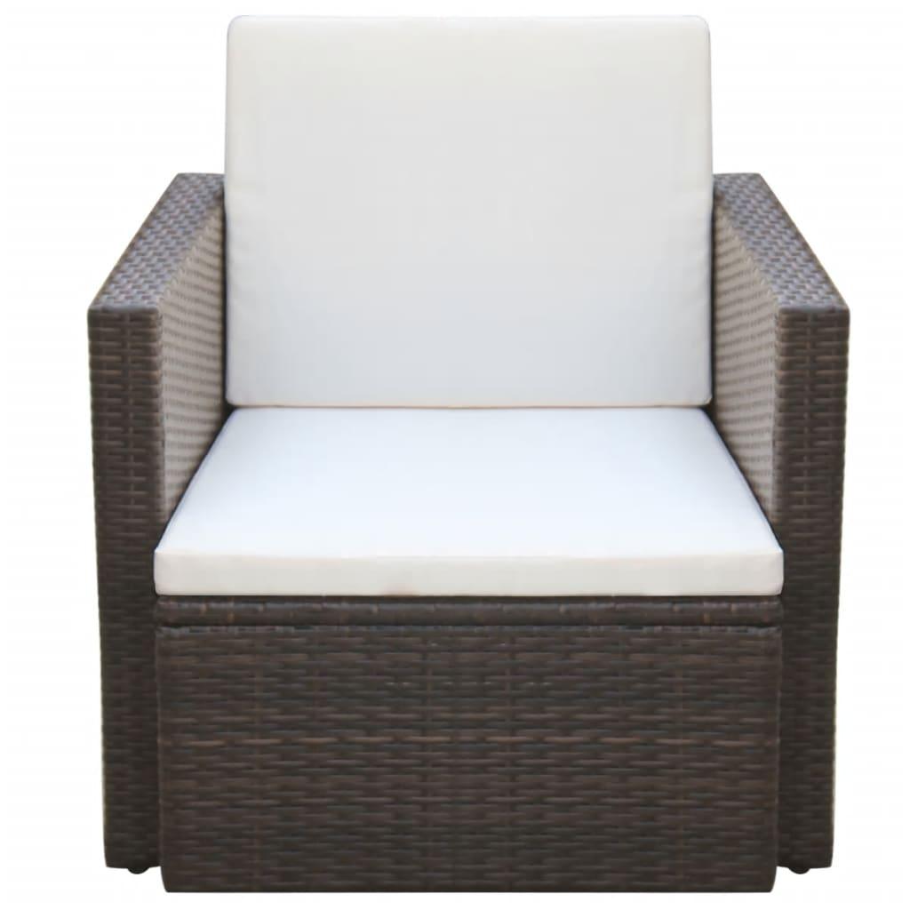 Patio Chair with Cushions and Pillows Poly Rattan Brown at Set Shop and Smile