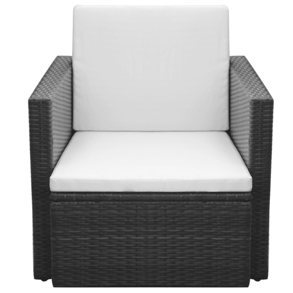 Patio Chair with Cushions and Pillows Poly Rattan Black at Set Shop and Smile
