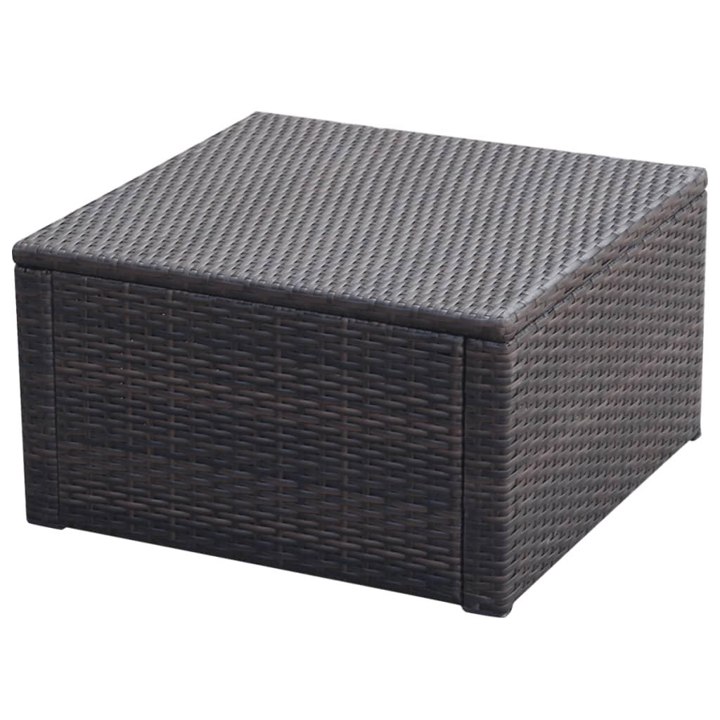 Footstool Ottoman Poly Rattan 21"x21"x11.8" Brown at Set Shop and Smile