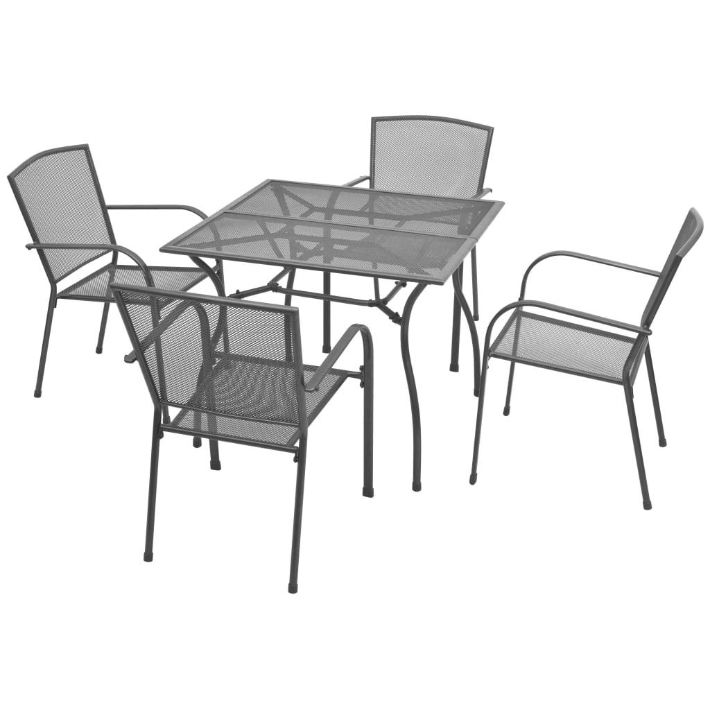 5 Piece Patio Dining Set Steel Anthracite at Set Shop and Smile