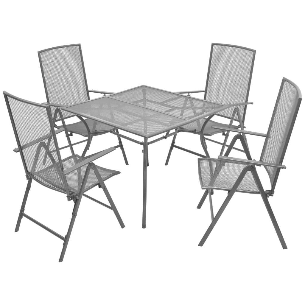 5 Piece Patio Dining Set with Folding Chairs Steel Anthracite at Set Shop and Smile