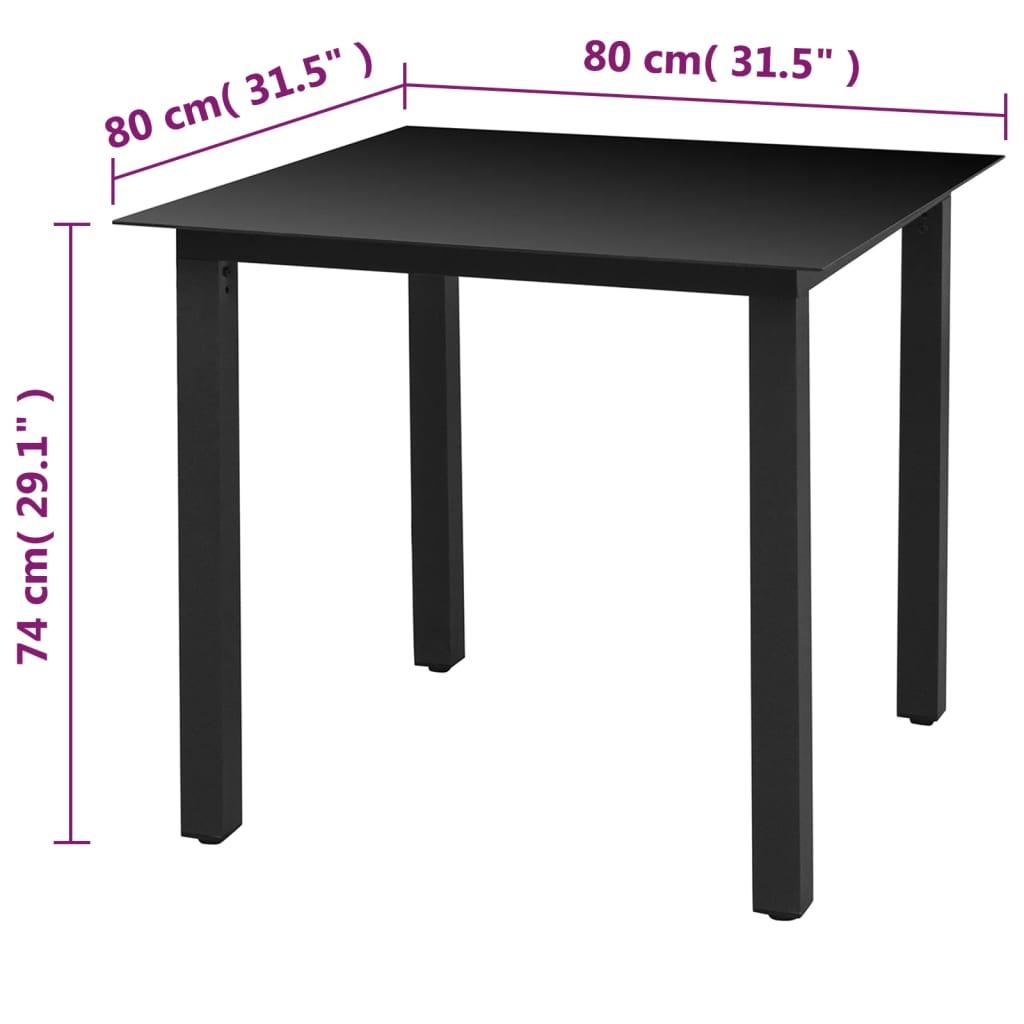 Patio Table Black 31.5"x31.5"x29.1" Aluminum and Glass at Set Shop and Smile