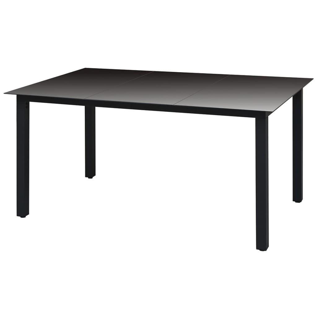 Patio Table Black 59.1"x35.4"x29.1" Aluminum and Glass at Set Shop and Smile