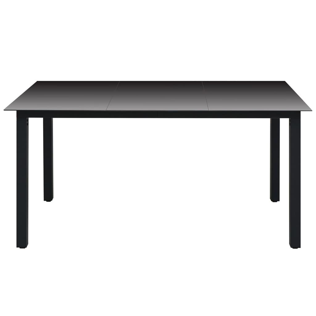Patio Table Black 59.1"x35.4"x29.1" Aluminum and Glass at Set Shop and Smile