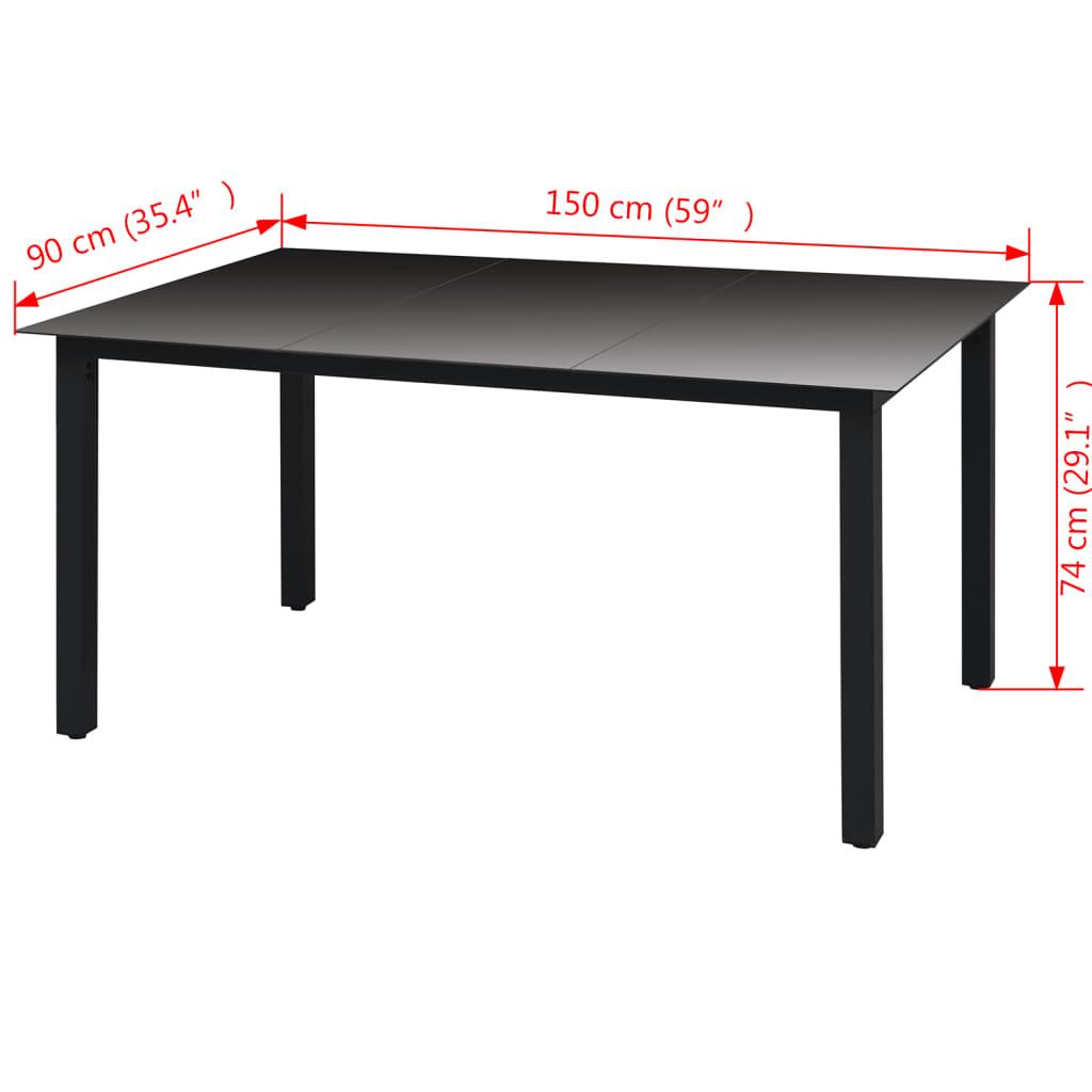 Patio Table Black 59.1"x35.4"x29.1" Aluminum and Glass at Set Shop and Smile