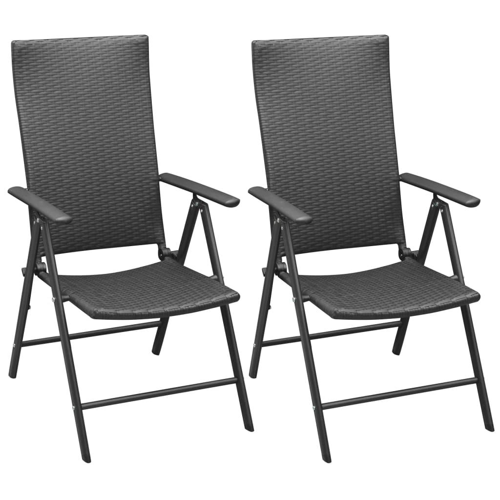 Stackable Patio Chairs 2 pcs Poly Rattan Black at Set Shop and Smile