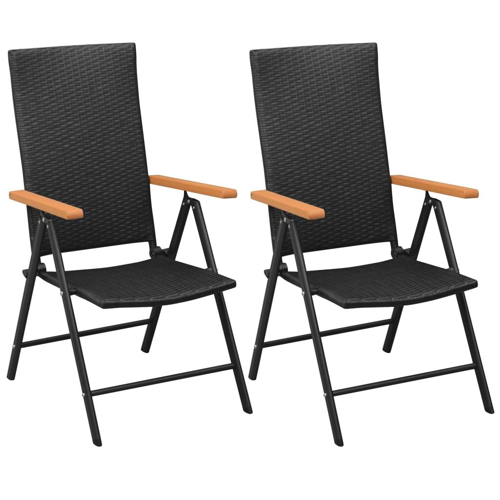Stackable Patio Chairs 2 pcs Poly Rattan Black at Set Shop and Smile