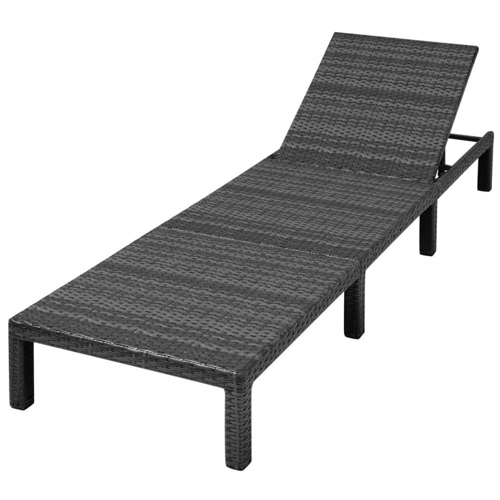 Sun Lounger with Cushion Poly Rattan Black at Set Shop and Smile