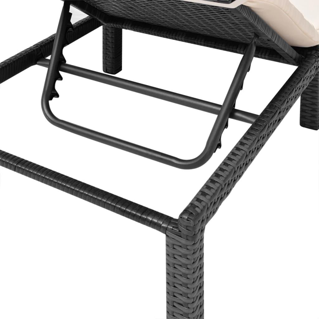 Sun Lounger with Cushion Poly Rattan Black at Set Shop and Smile