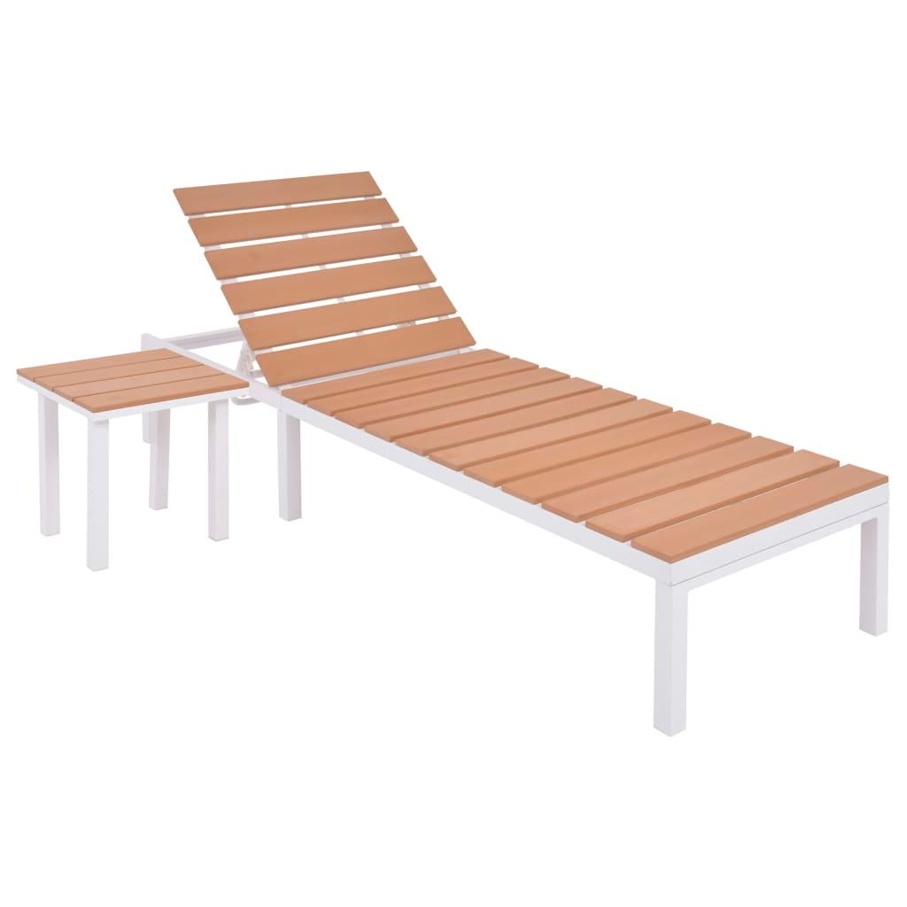 Sun Lounger with Table Aluminum WPC and Brown at Set Shop and Smile