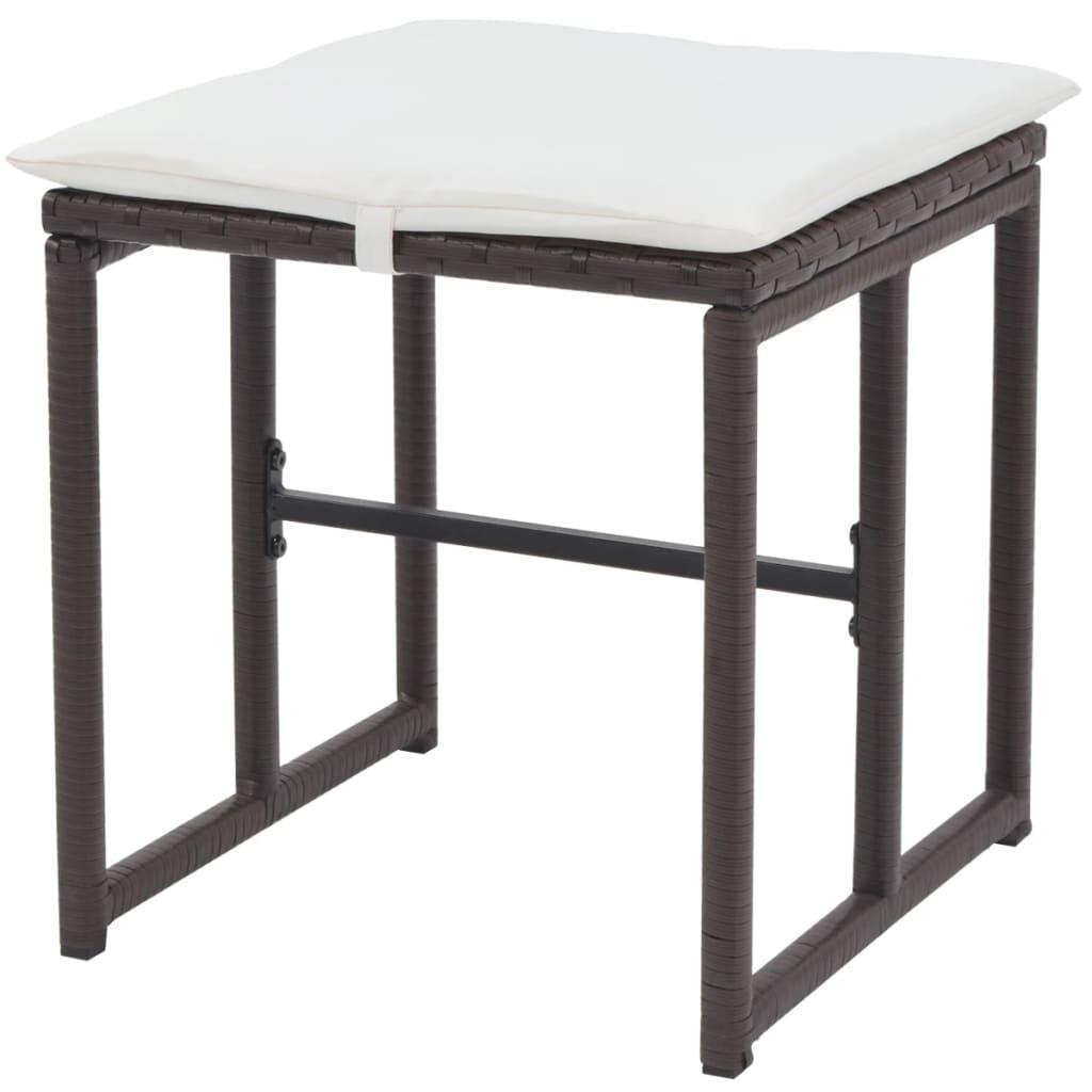 5 Piece Patio Dining Set Steel Poly Rattan Brown at Set Shop and Smile