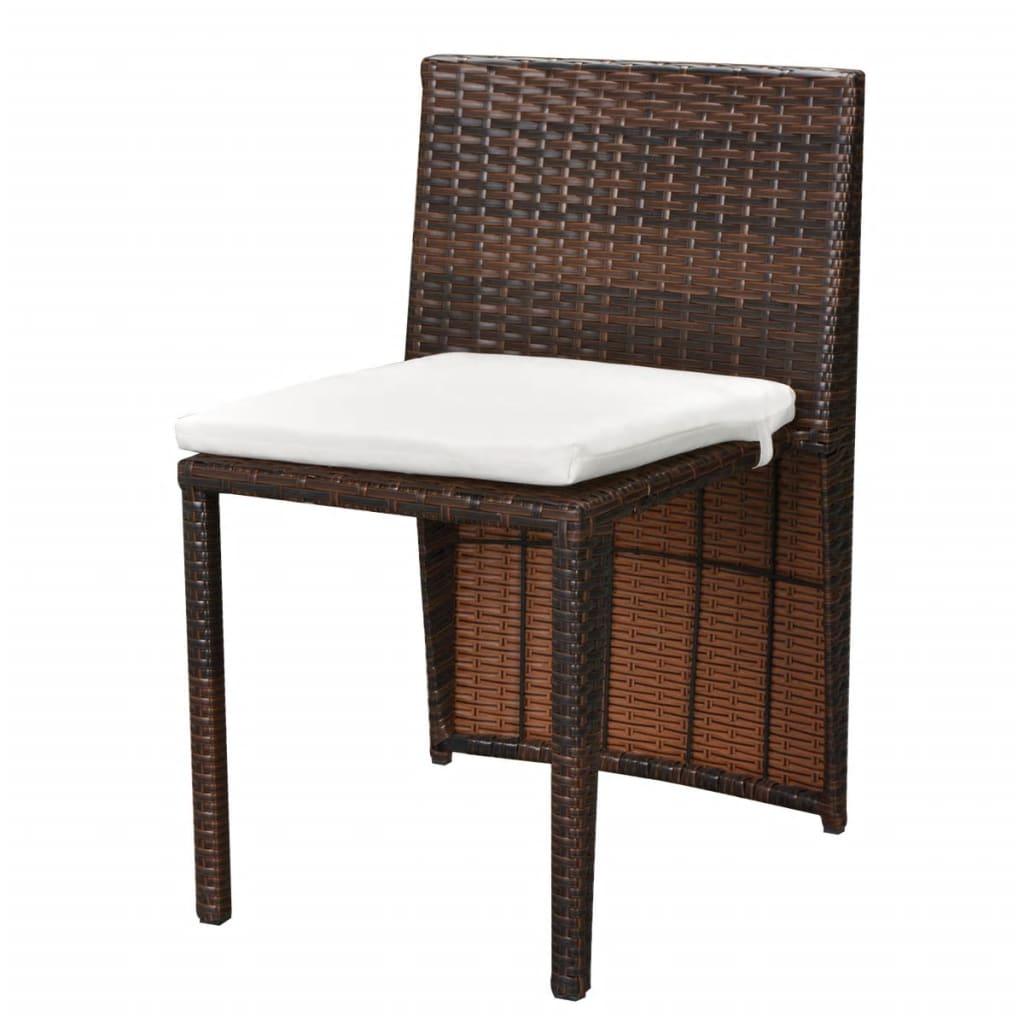 3 Piece Bistro Set with Cushions Poly Rattan Brown at Set Shop and Smile