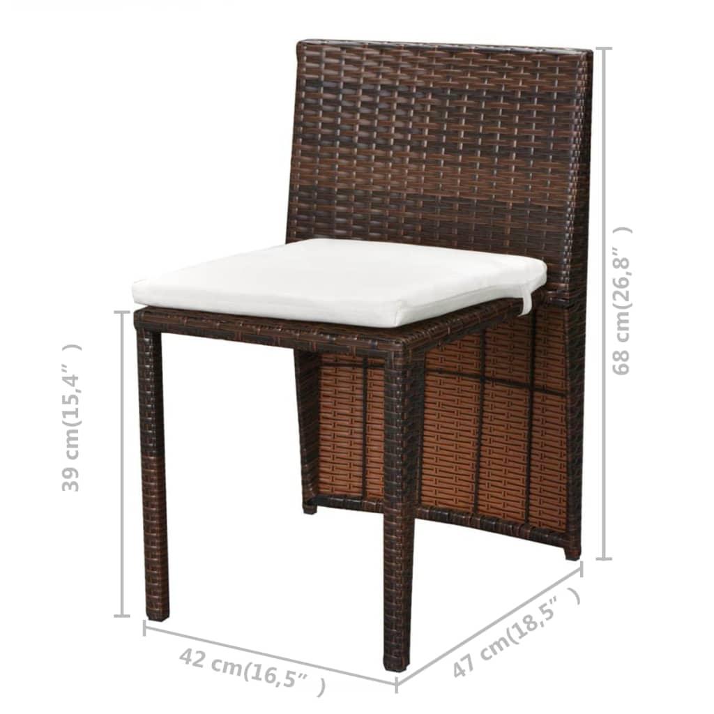 3 Piece Bistro Set with Cushions Poly Rattan Brown at Set Shop and Smile