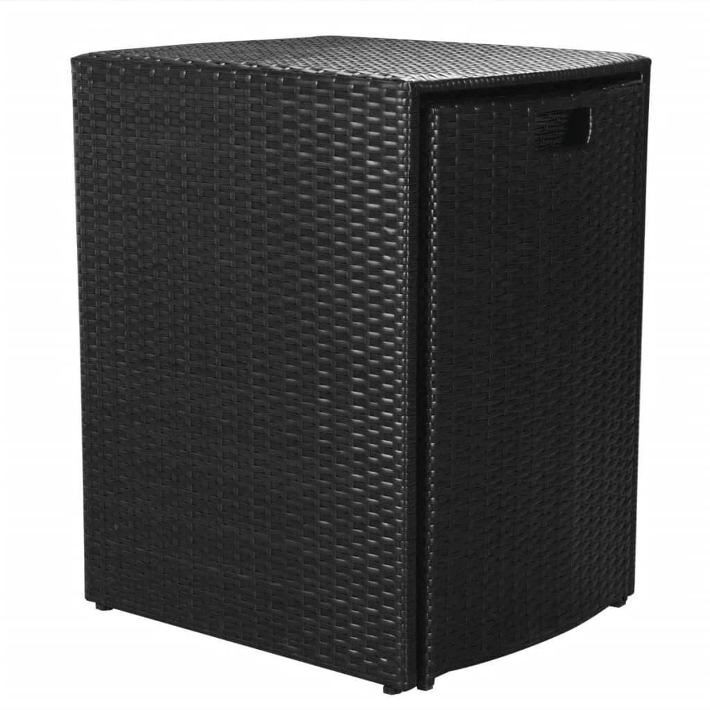 3 Piece Bistro Set with Cushions Poly Rattan Black at Set Shop and Smile