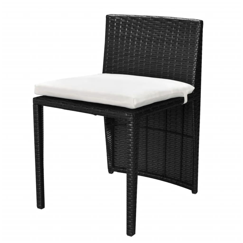 3 Piece Bistro Set with Cushions Poly Rattan Black at Set Shop and Smile