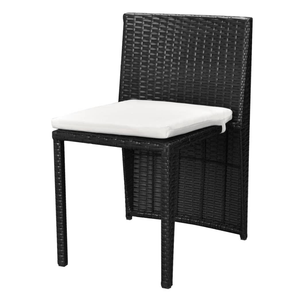 3 Piece Bistro Set with Cushions Poly Rattan Black at Set Shop and Smile