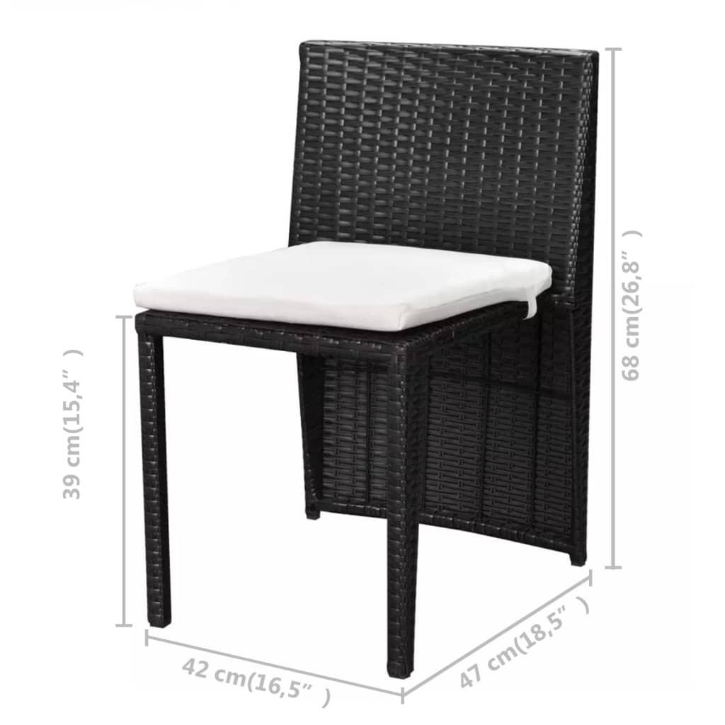 3 Piece Bistro Set with Cushions Poly Rattan Black at Set Shop and Smile