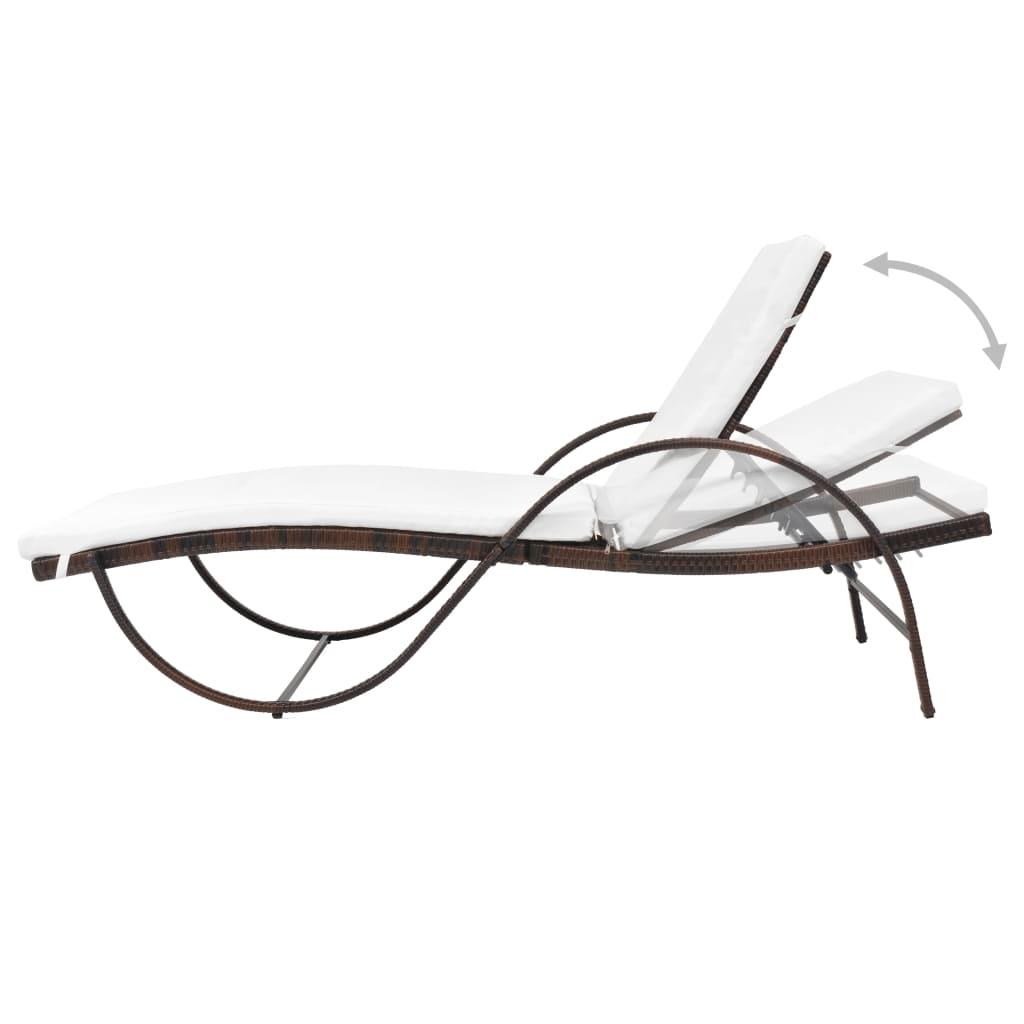 Sun Lounger with Cushion Poly Rattan Brown at Set Shop and Smile