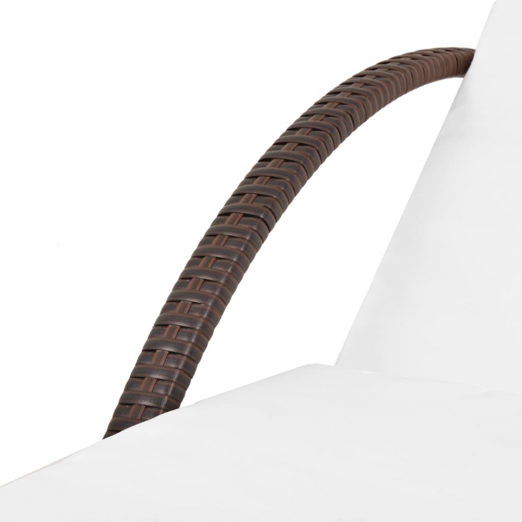 Sun Lounger with Cushion Poly Rattan Brown at Set Shop and Smile