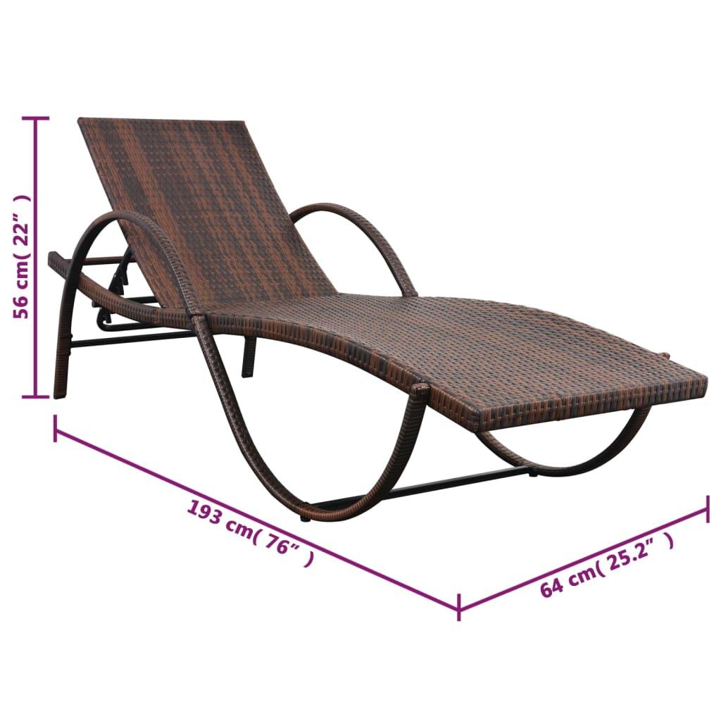 Sun Lounger with Cushion Poly Rattan Brown at Set Shop and Smile