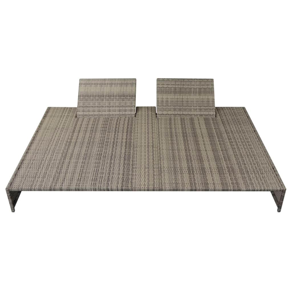 Double Sun Lounger with Cushion Poly Rattan Gray at Set Shop and Smile
