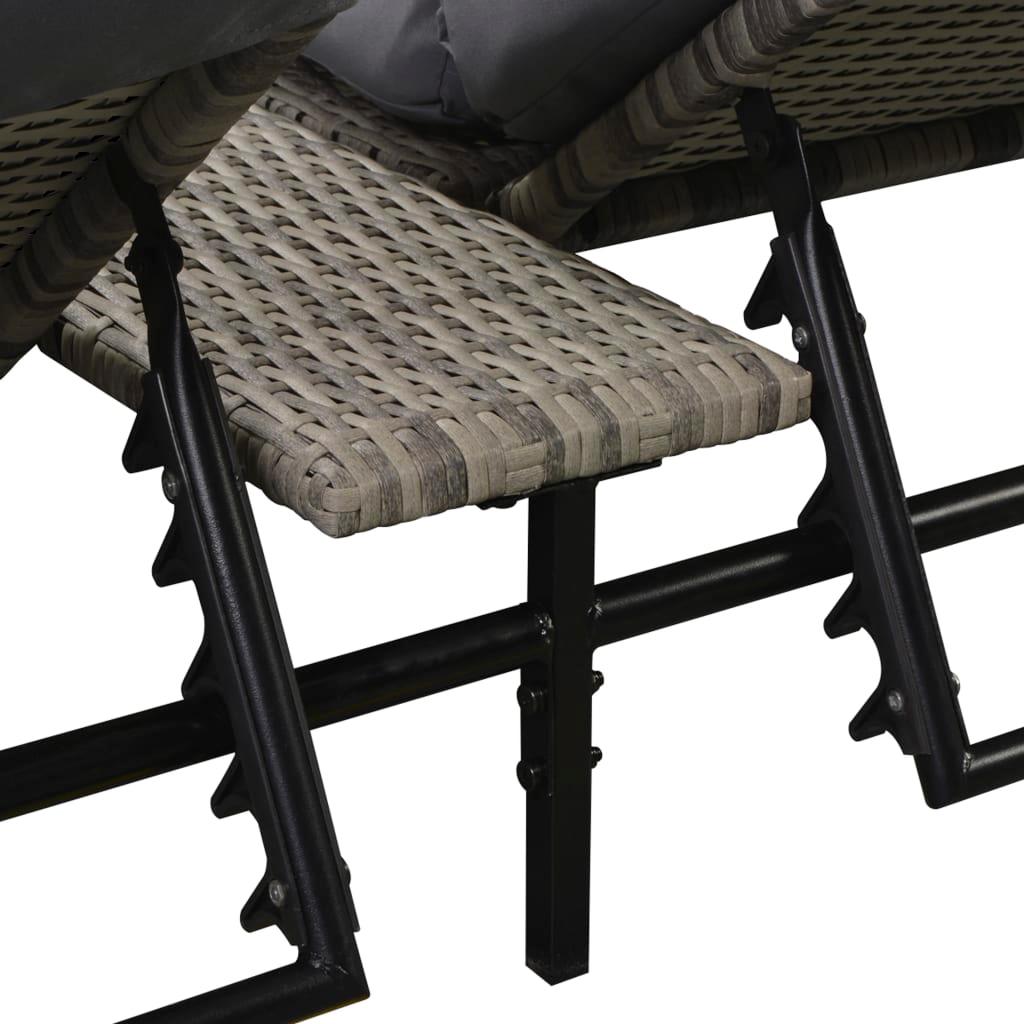 Double Sun Lounger with Cushion Poly Rattan Gray at Set Shop and Smile