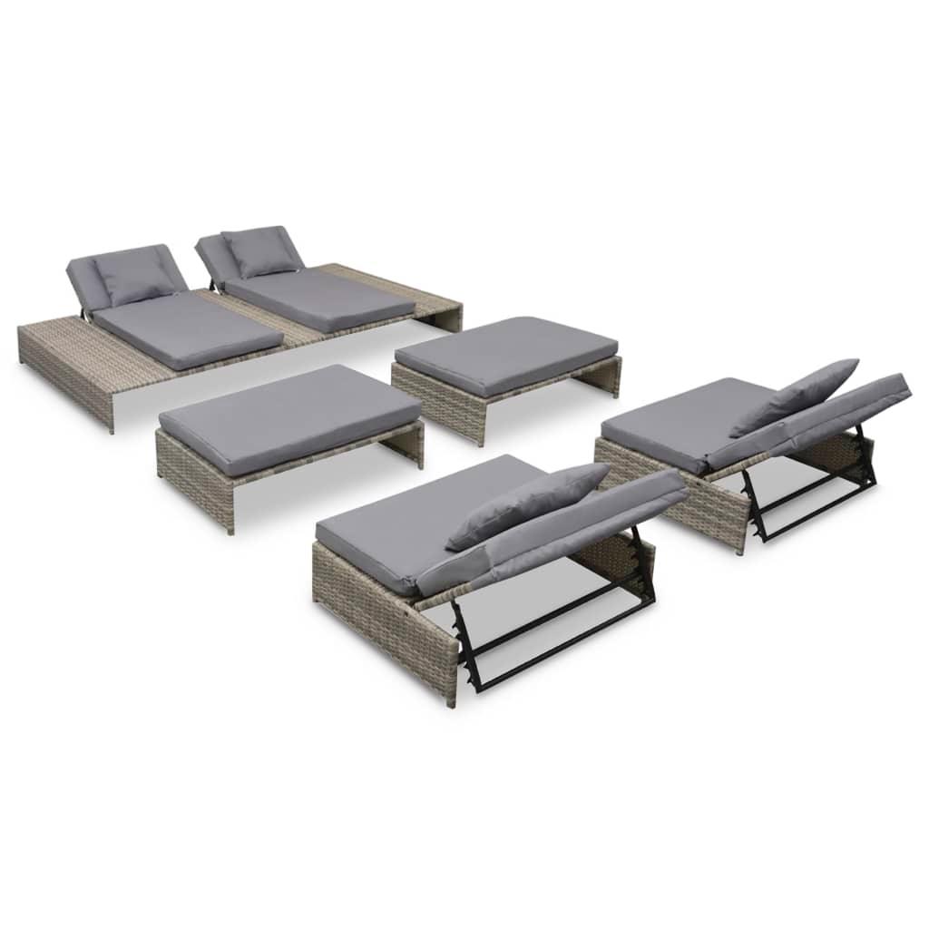 Patio Lounge Set 15 Pieces Poly Rattan Gray at Set Shop and Smile