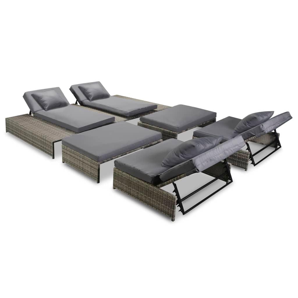 Patio Lounge Set 15 Pieces Poly Rattan Gray at Set Shop and Smile