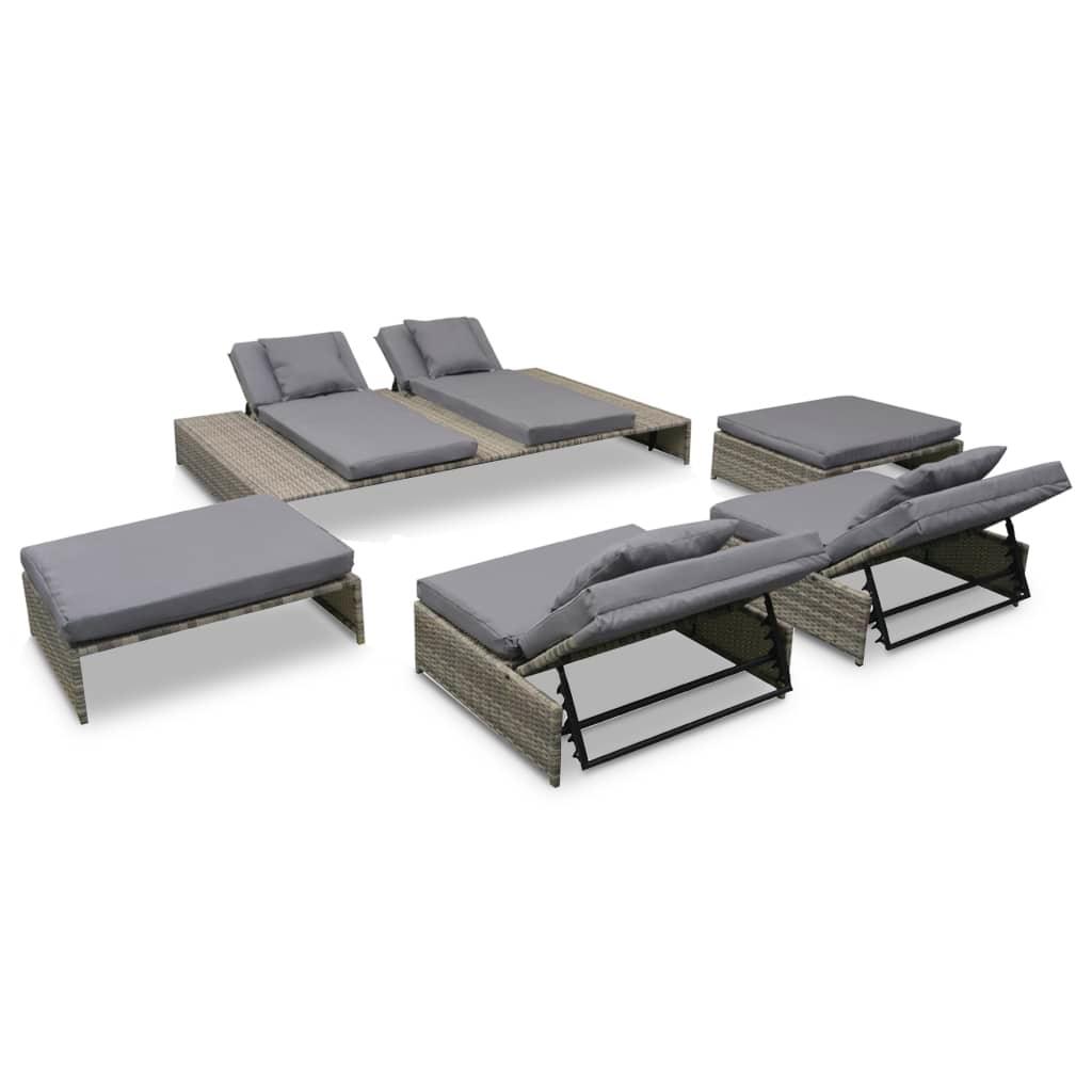Patio Lounge Set 15 Pieces Poly Rattan Gray at Set Shop and Smile