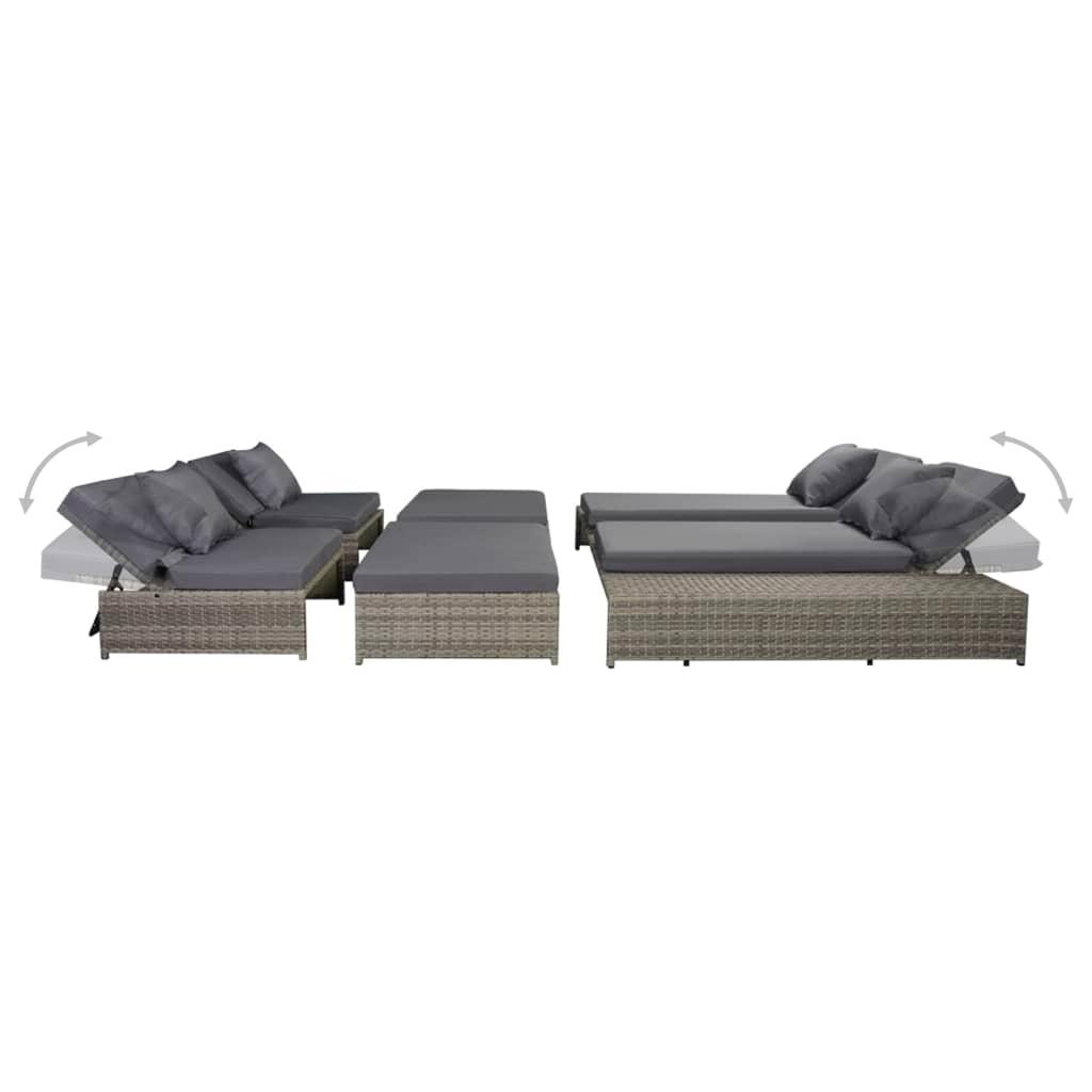 Patio Lounge Set 15 Pieces Poly Rattan Gray at Set Shop and Smile