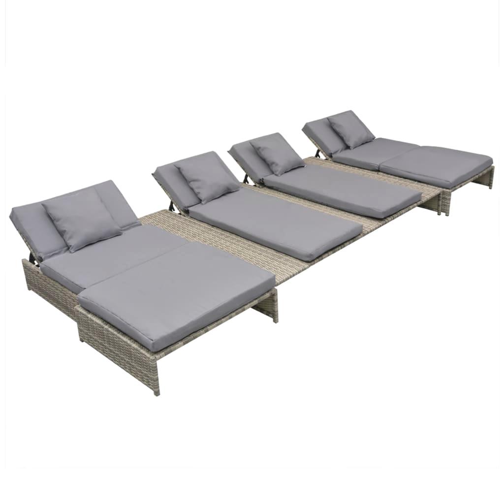 Patio Lounge Set 15 Pieces Poly Rattan Gray at Set Shop and Smile