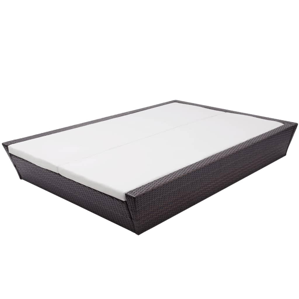 Patio Lounge Bed with Cushion Poly Rattan Brown at Set Shop and Smile