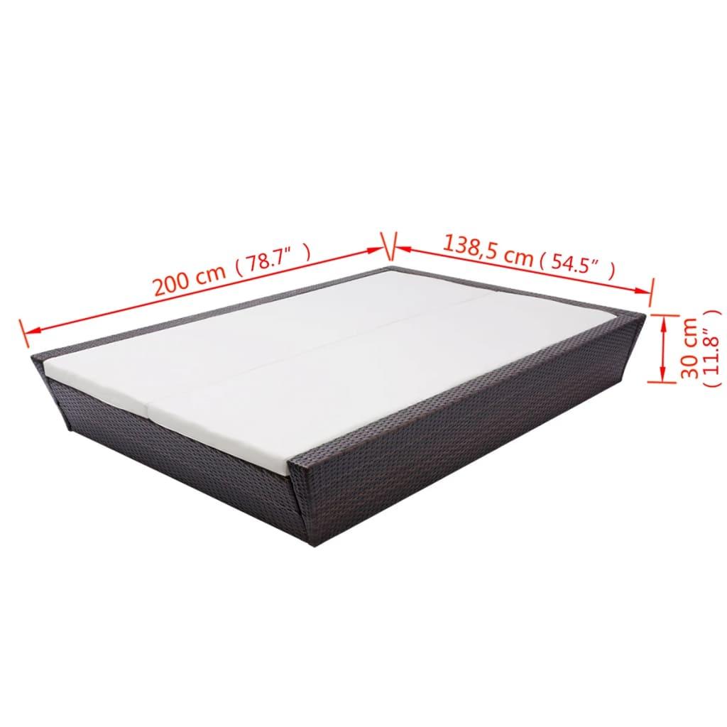 Patio Lounge Bed with Cushion Poly Rattan Brown at Set Shop and Smile