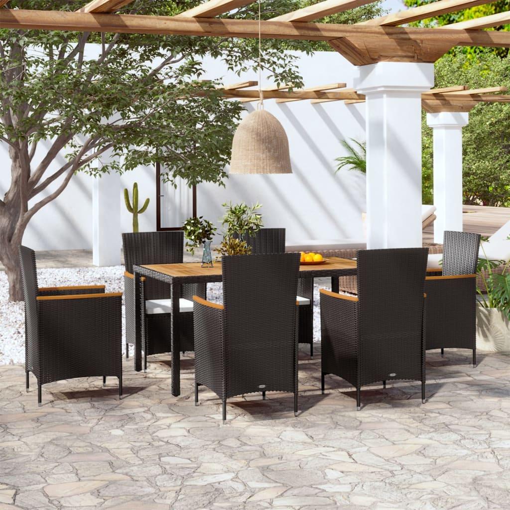 7 Piece Patio Dining Set with Cushions Poly Rattan at Set Shop and Smile