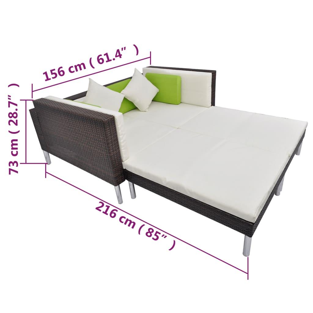 4 Piece Patio Lounge Set with Cushions Poly Rattan Brown at Set Shop and Smile