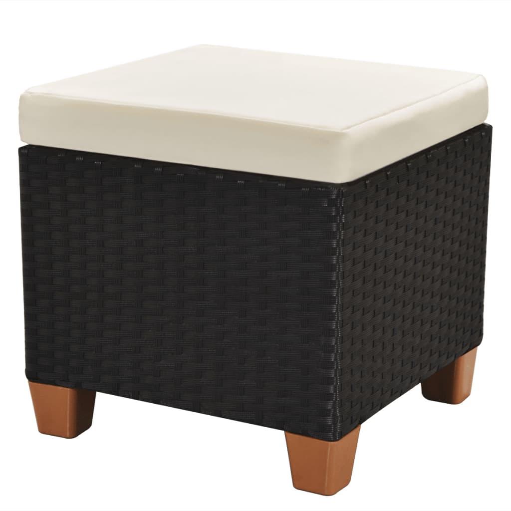 7 Piece Patio Lounge Set with Cushions Poly Rattan Black at Set Shop and Smile