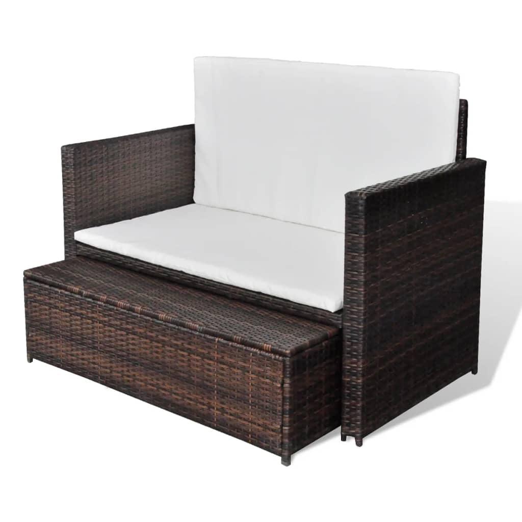 Patio Sofa Poly Rattan Brown at Set Shop and Smile
