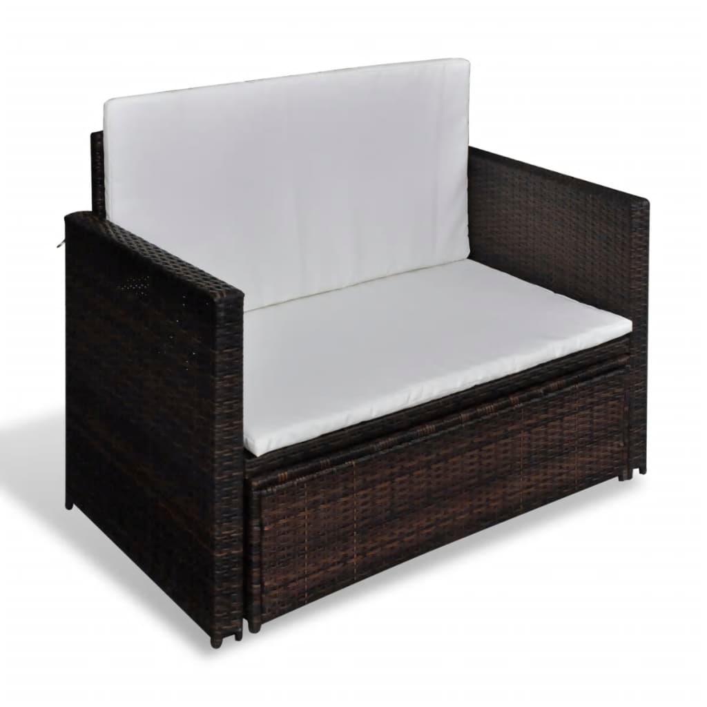 Patio Sofa Poly Rattan Brown at Set Shop and Smile