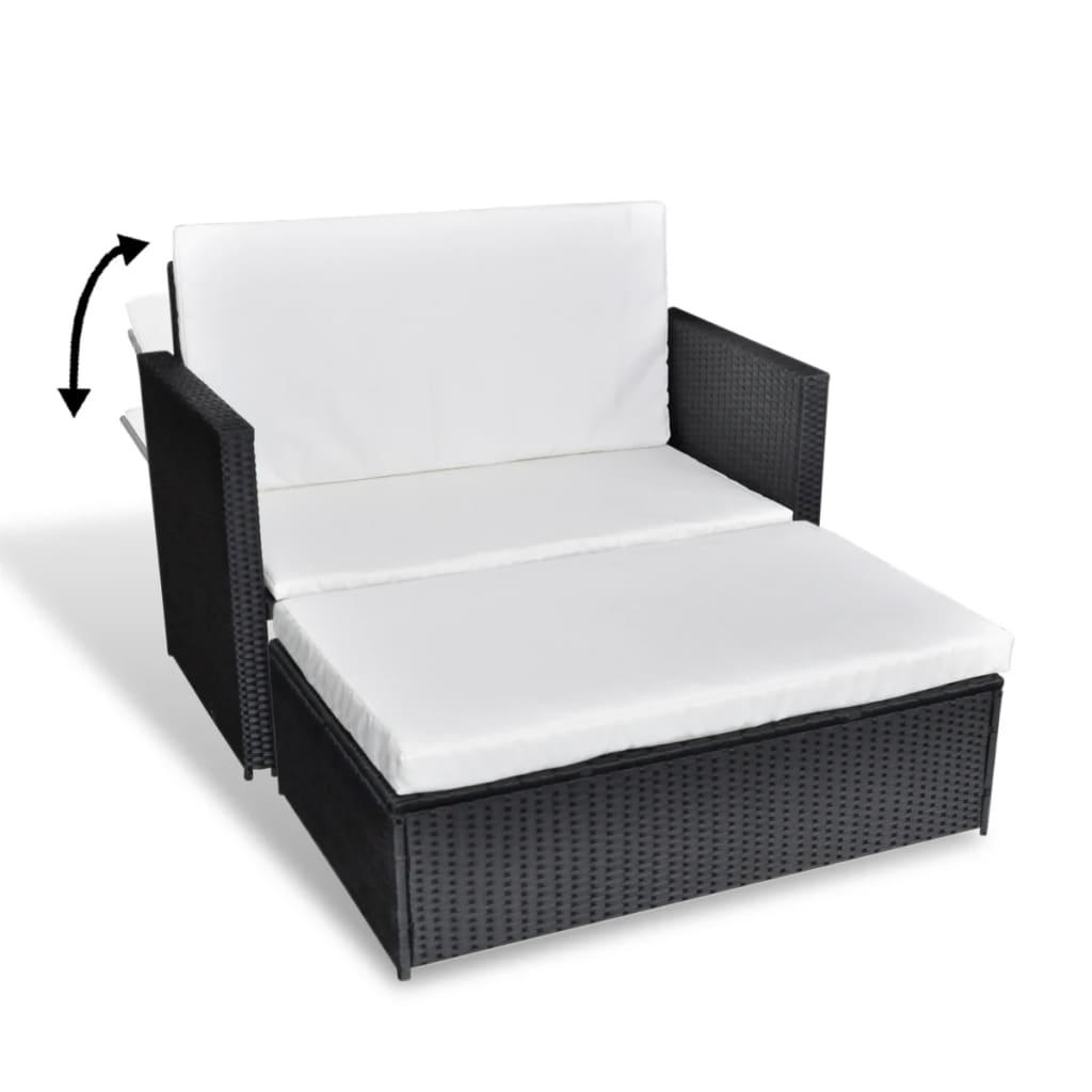2 Piece Patio Lounge Set with Cushions Poly Rattan Black at Set Shop and Smile