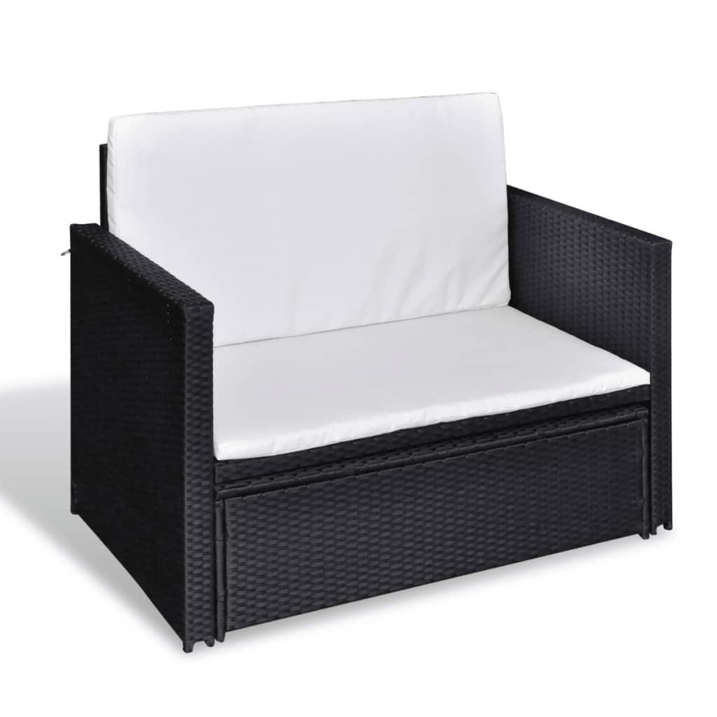 2 Piece Patio Lounge Set with Cushions Poly Rattan Black at Set Shop and Smile