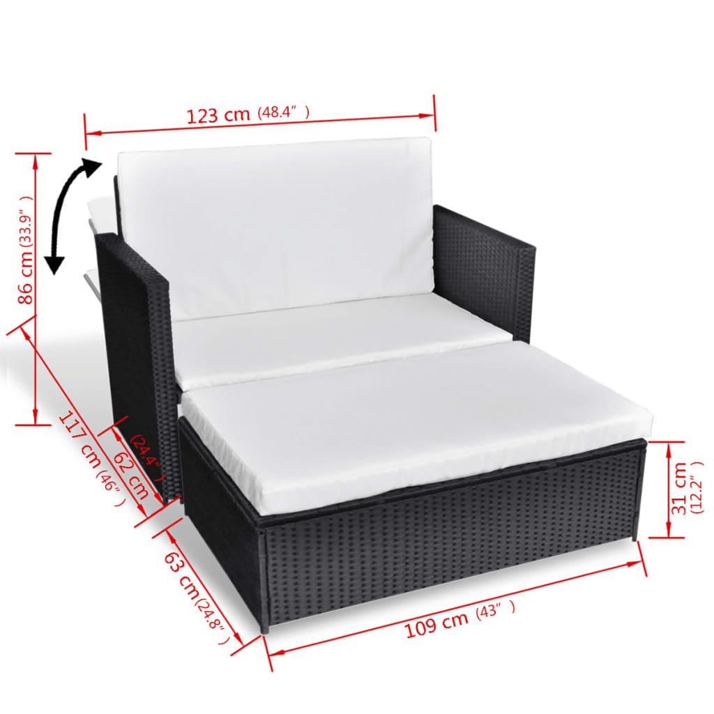 2 Piece Patio Lounge Set with Cushions Poly Rattan Black at Set Shop and Smile